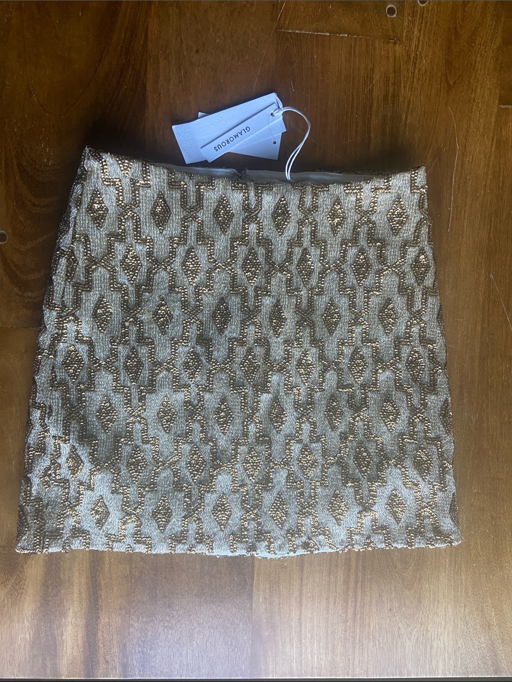 Glamorous Gold Embroidered Patterned Mini Skirt XS